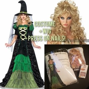 Witch Costume with Wig & Nails Halloween